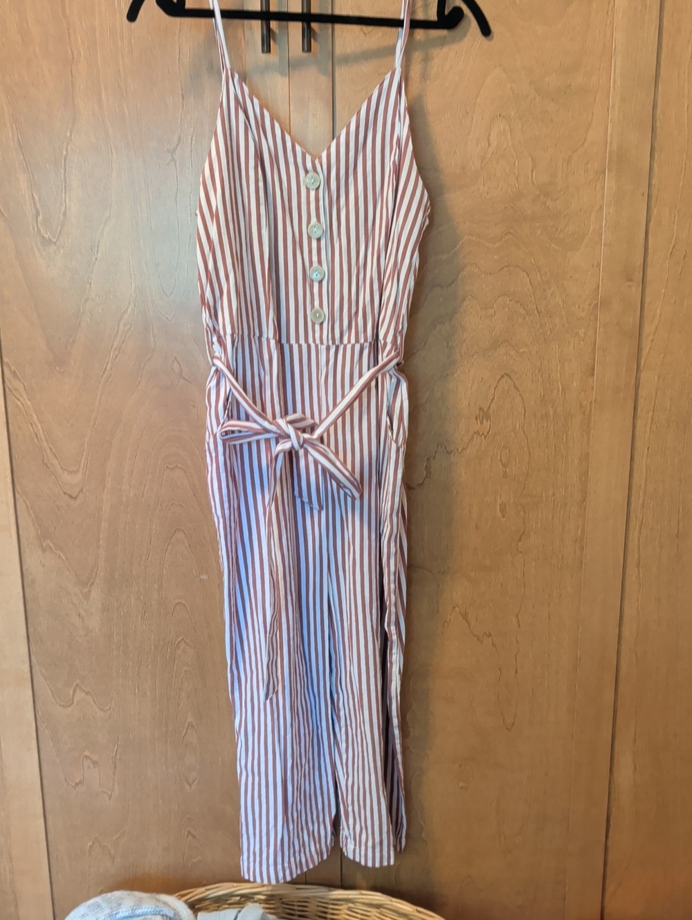 Womens Striped Brownand White One-Piece Jumpsuit